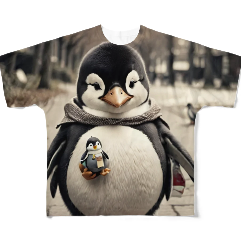 Mt_hatakeのお出かけペンギン フルグラフィックTシャツ