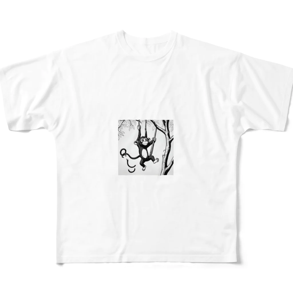 noiSutoaの独りぼっちのサル フルグラフィックTシャツ