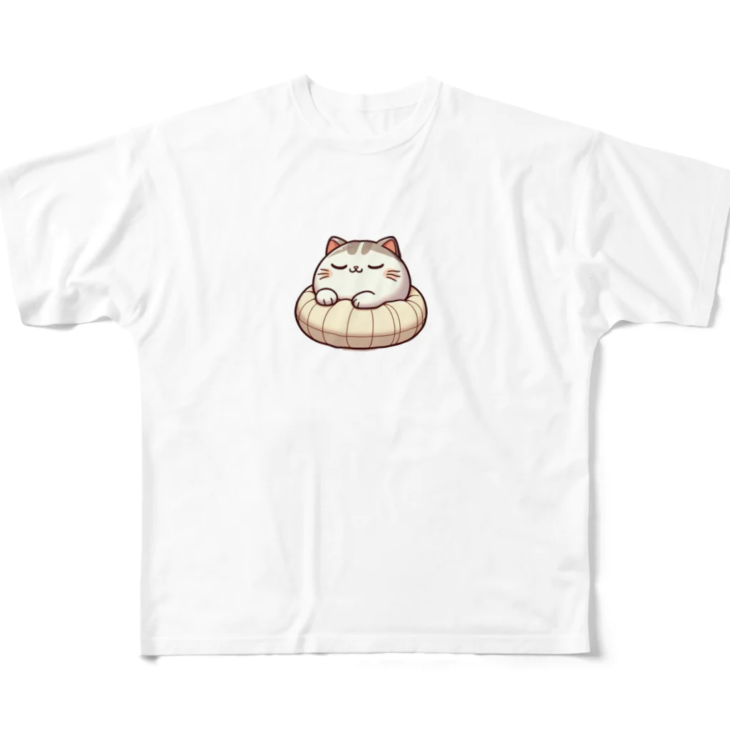 @猫グッズ製作所のかわいい猫の眠りまる All-Over Print T-Shirt