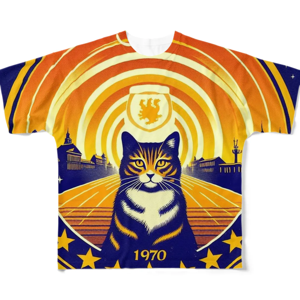 猫猫’ズのMeow University シリーズ【星】 All-Over Print T-Shirt