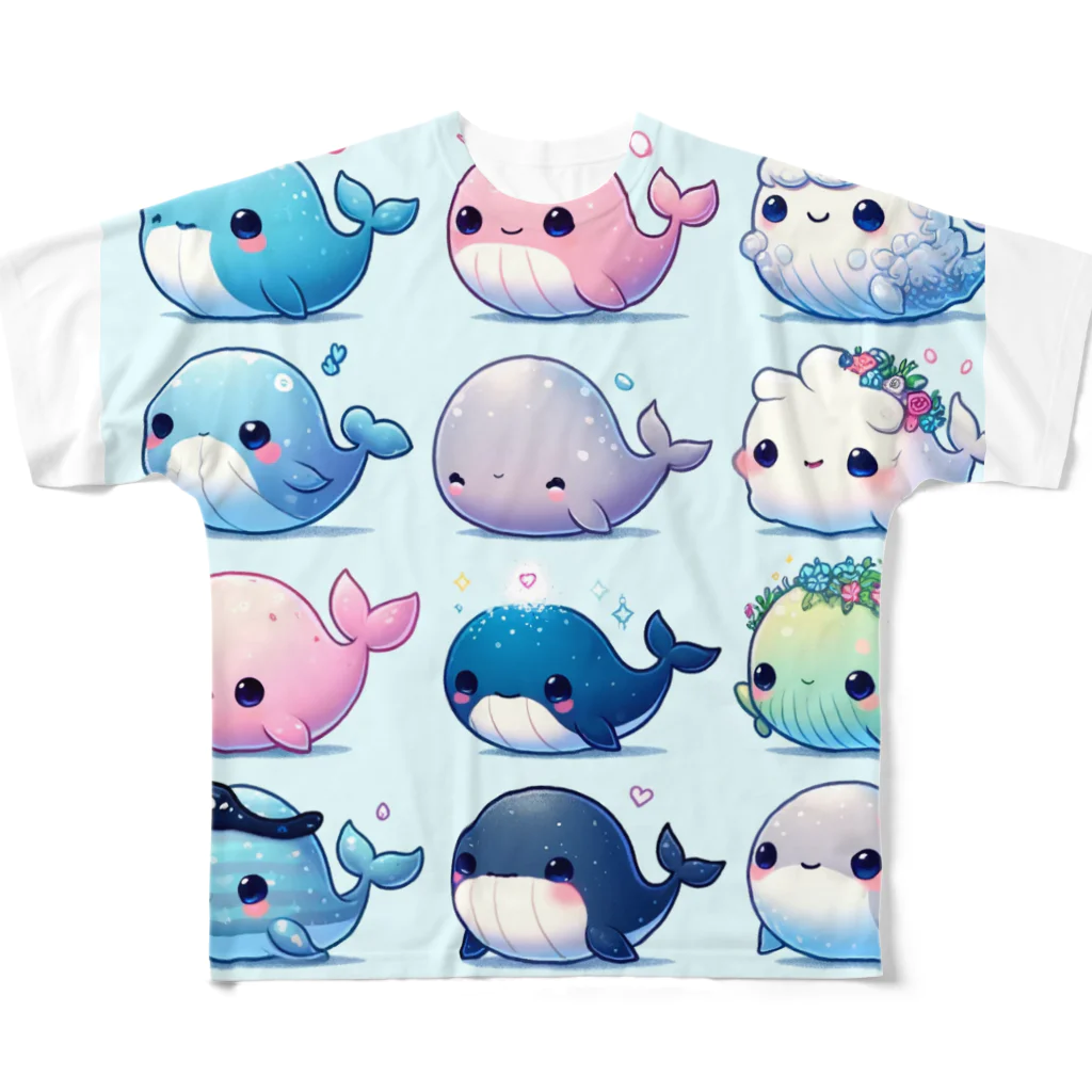 わくわく海の雑貨屋のにこにこクジラコレクション All-Over Print T-Shirt