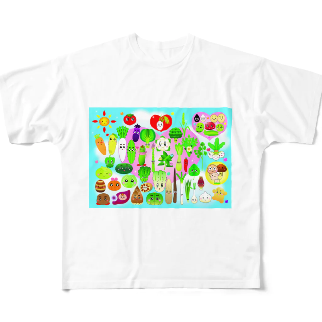 Noriko.lのお野菜オールスターズ フルグラフィックTシャツ