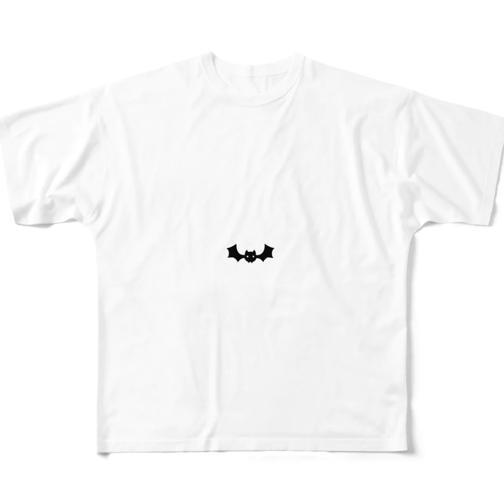 manaco-の蝙蝠くん フルグラフィックTシャツ