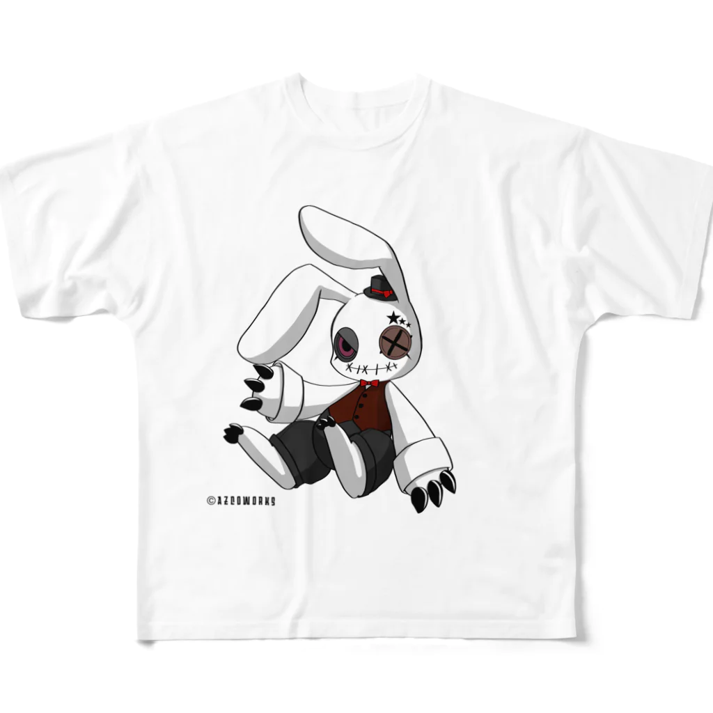 AZCo/AZCoWORKs suzuri店のRabbit × Rabbit トーマス フルグラフィックTシャツ