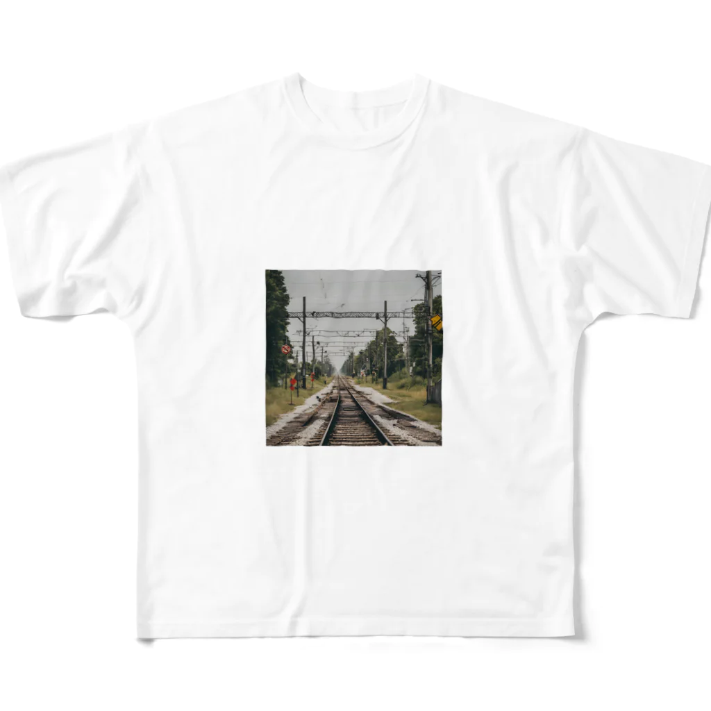 atoyuki_SHOPの鉄道レールデザイン フルグラフィックTシャツ