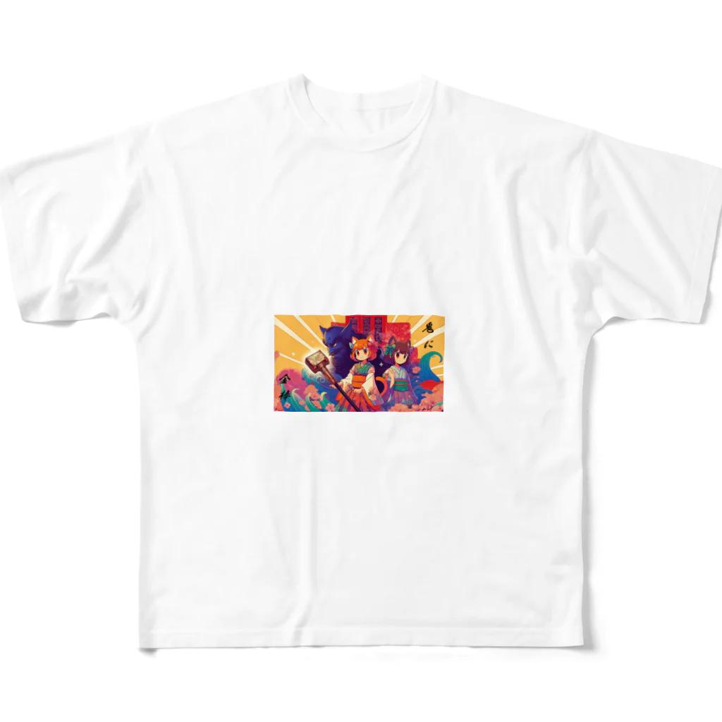 HiroLink's Shopのことわざ物語：鬼に金棒 All-Over Print T-Shirt