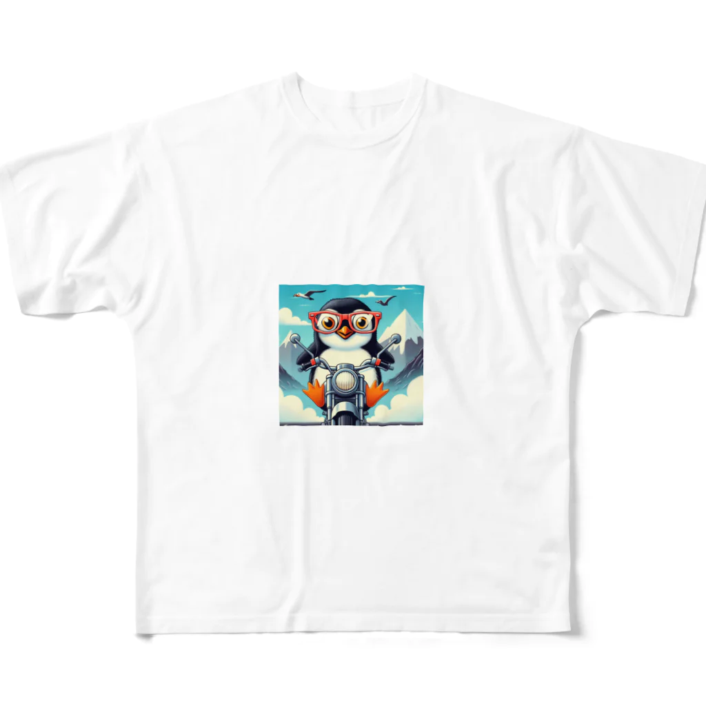 YFCのサングラスをかけたワイルドなペンギン③ フルグラフィックTシャツ