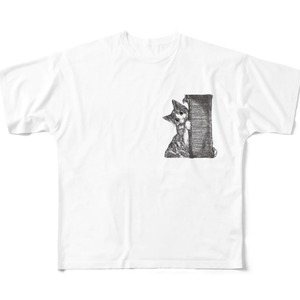 もちけらののぞき見 猫ちゃん All-Over Print T-Shirt