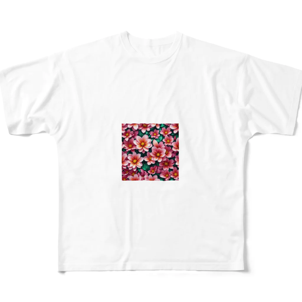 OTIRUBUTUBUTUの赤い花 フルグラフィックTシャツ