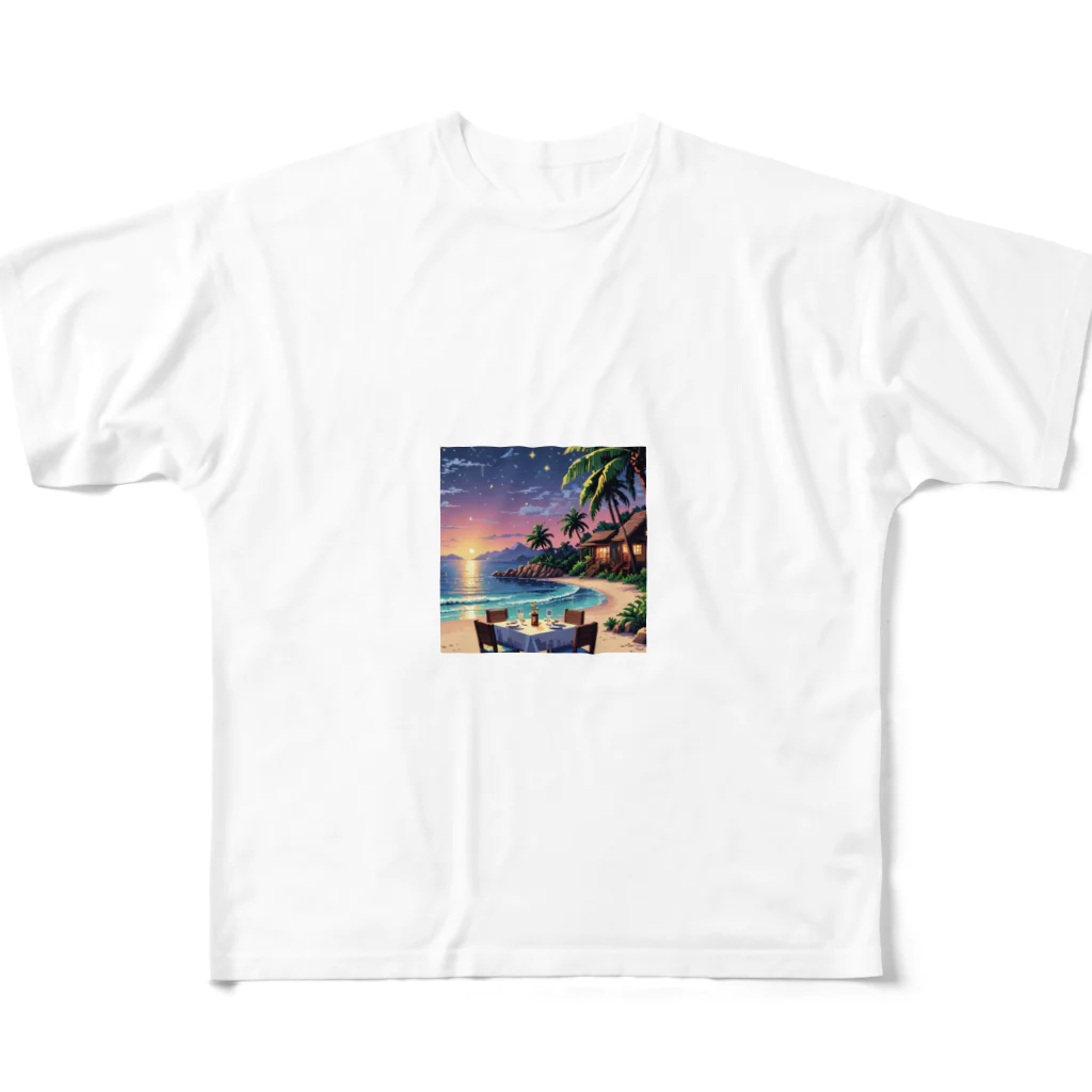 Paradise ExploreのMoonlit Palm Haven フルグラフィックTシャツ