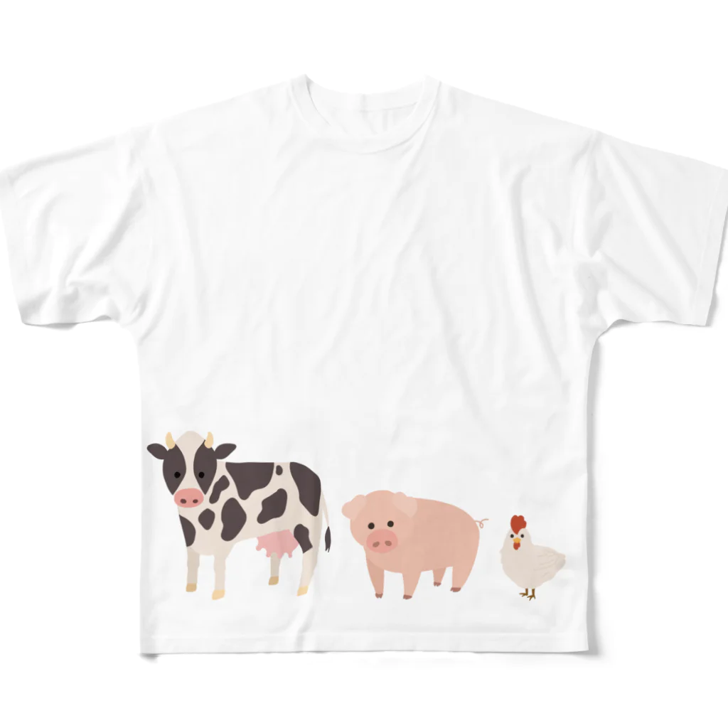 モツ煮子の畜産の三匹 All-Over Print T-Shirt