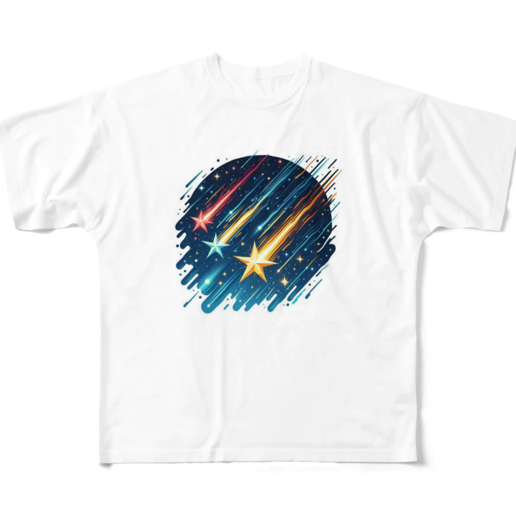 Mizのゆるハウスの3つの流れ星 All-Over Print T-Shirt