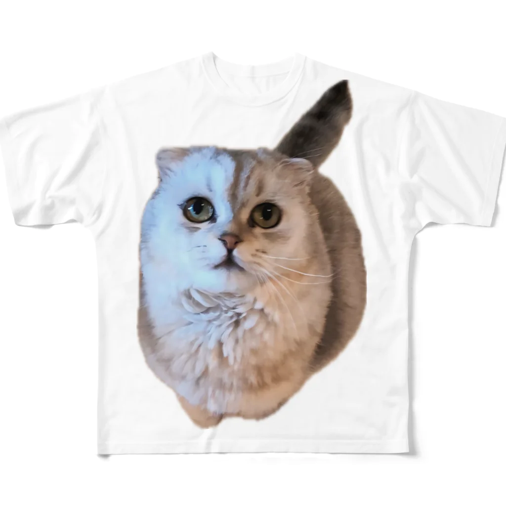 いらっしゃいませのフクロウみたいな猫 All-Over Print T-Shirt