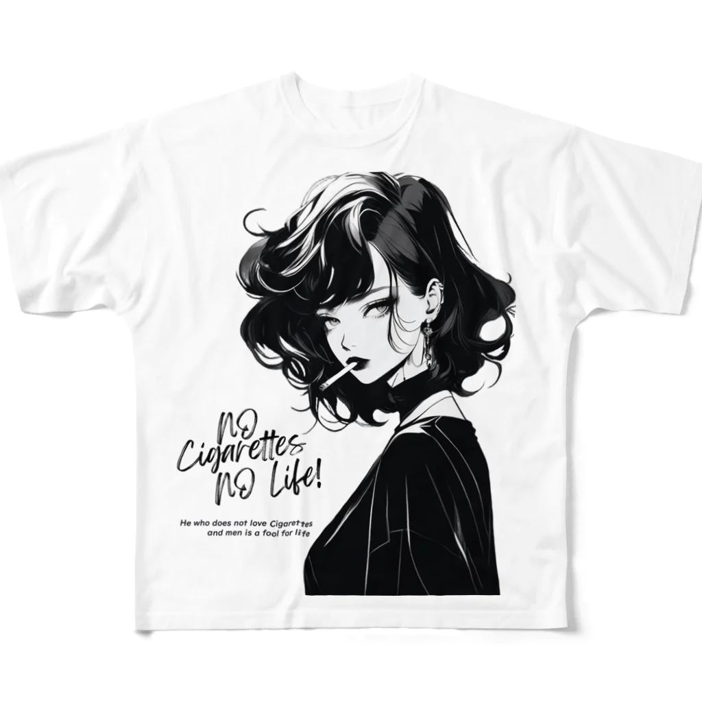 KUSUZINIA'S SHOPのSmoking Lady (ver.1) All-Over Print T-Shirt