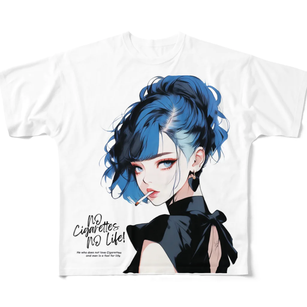 KUSUZINIA'S SHOPのSmoking Lady (Ver.2) フルグラフィックTシャツ