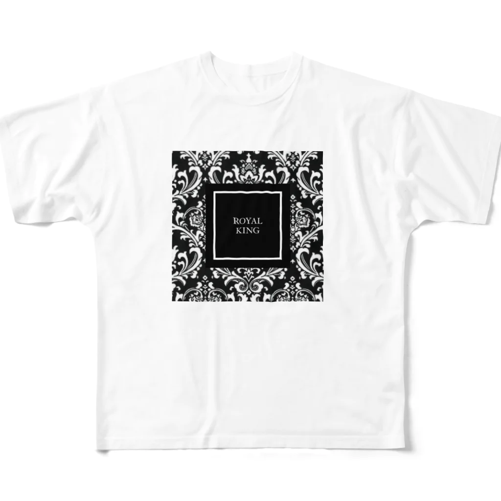 ROYAL PrincessのROYAL KINGダマスク柄BLACK All-Over Print T-Shirt