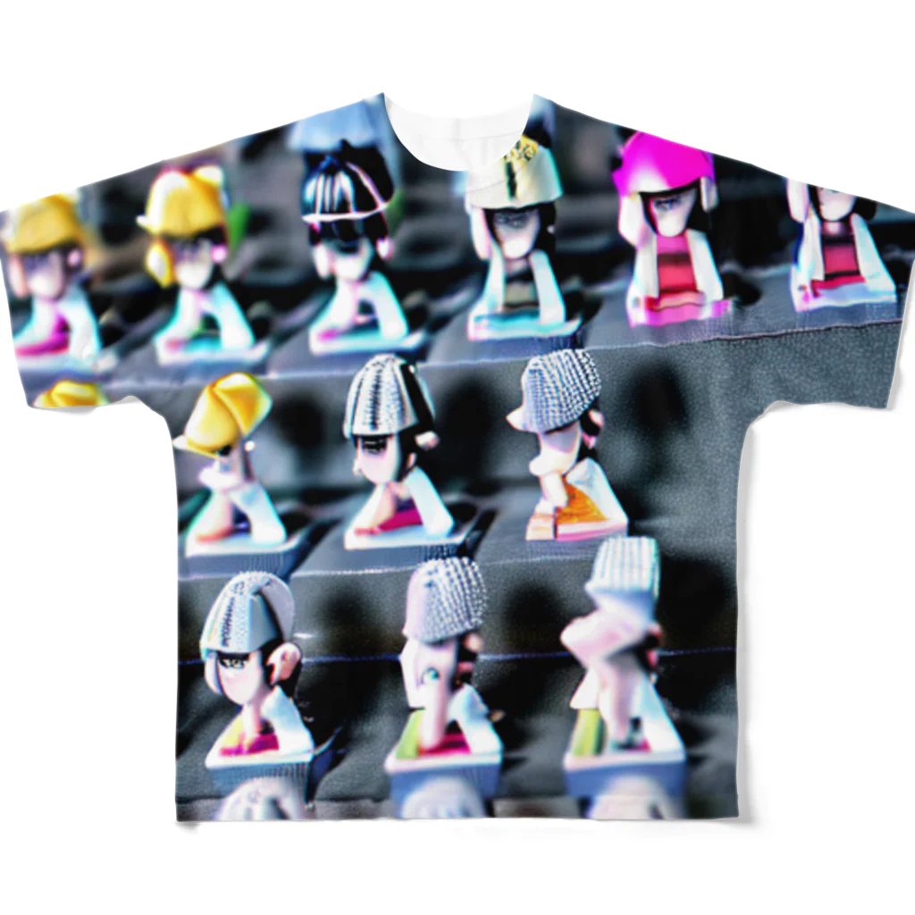 momonekokoの彩り豊かな小さなフィギュアたち All-Over Print T-Shirt