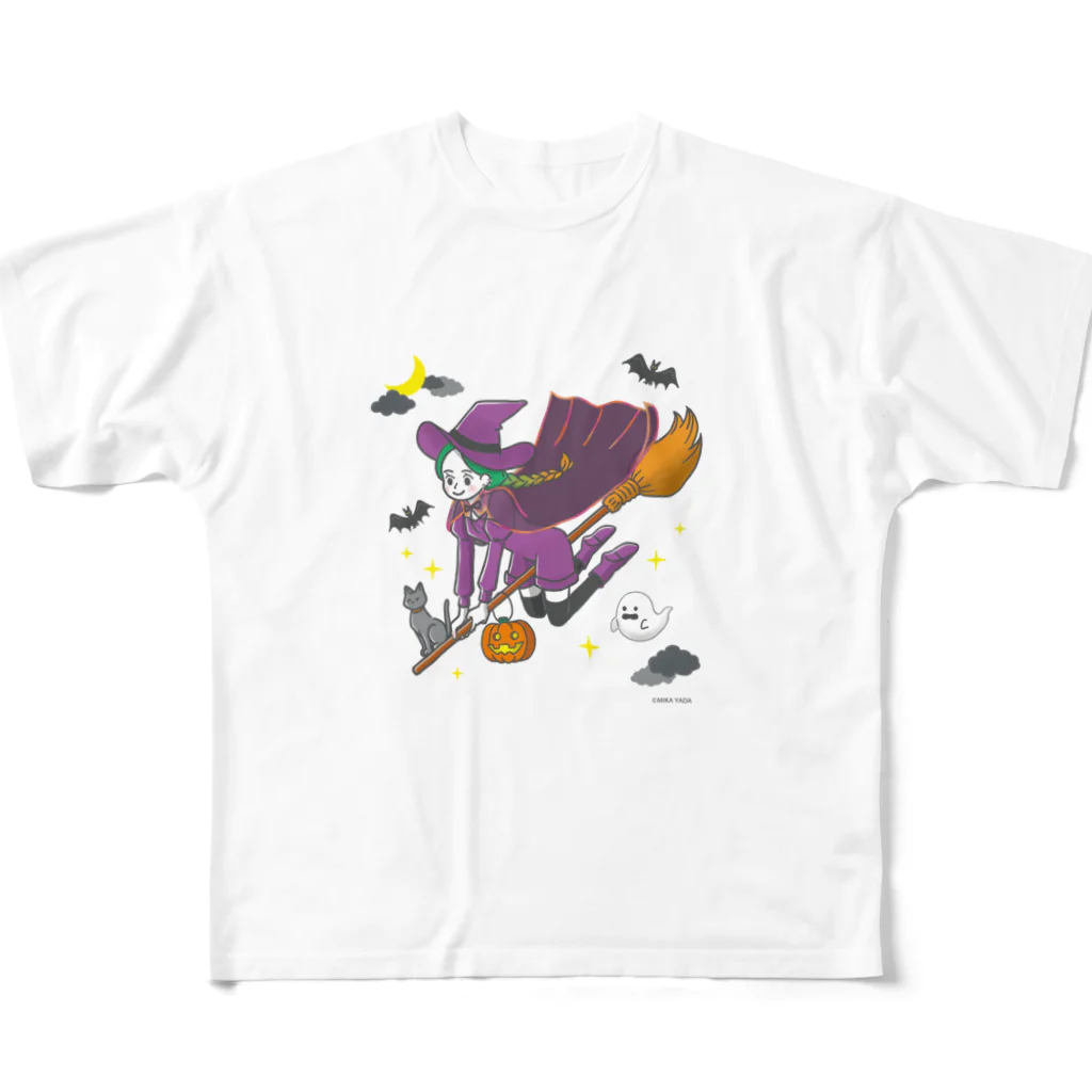 MIKA YADA illust shopの10月ハロウィンの夜、魔女が行く All-Over Print T-Shirt