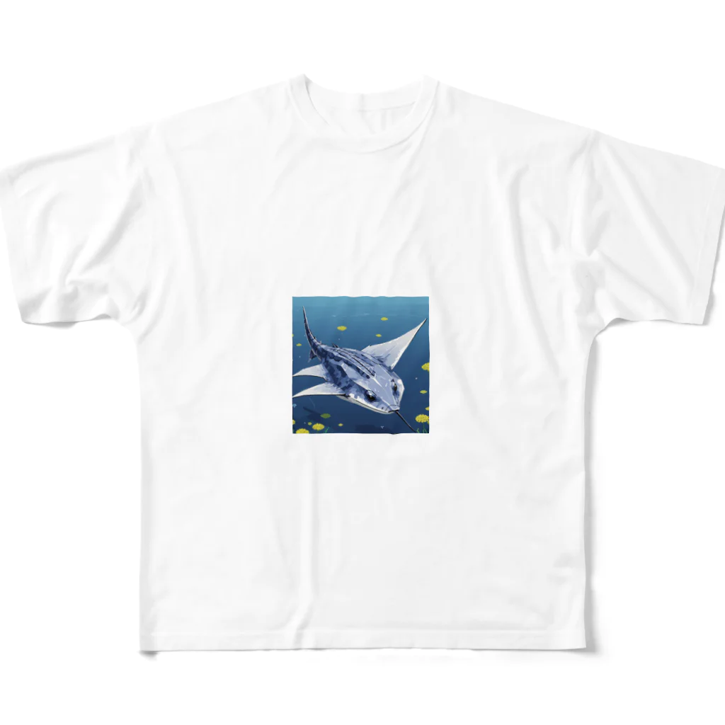 SUZURI56のドット絵ノコギリザメ All-Over Print T-Shirt