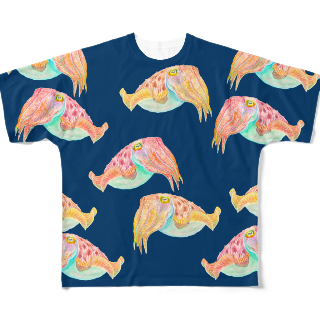 segasworksのコブシメ（群れ）紺 All-Over Print T-Shirt