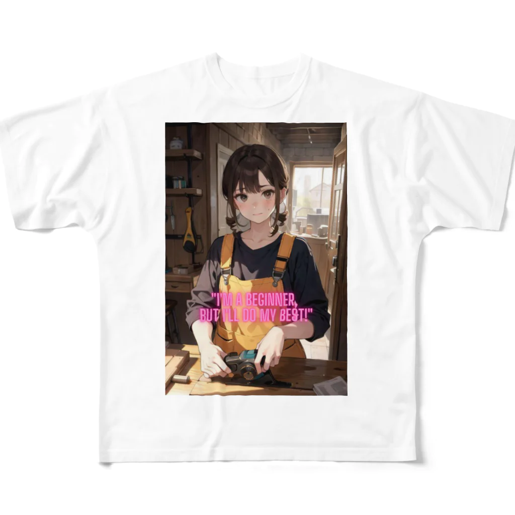 TSK11の"I'm a beginner, but I'll do my best!" All-Over Print T-Shirt