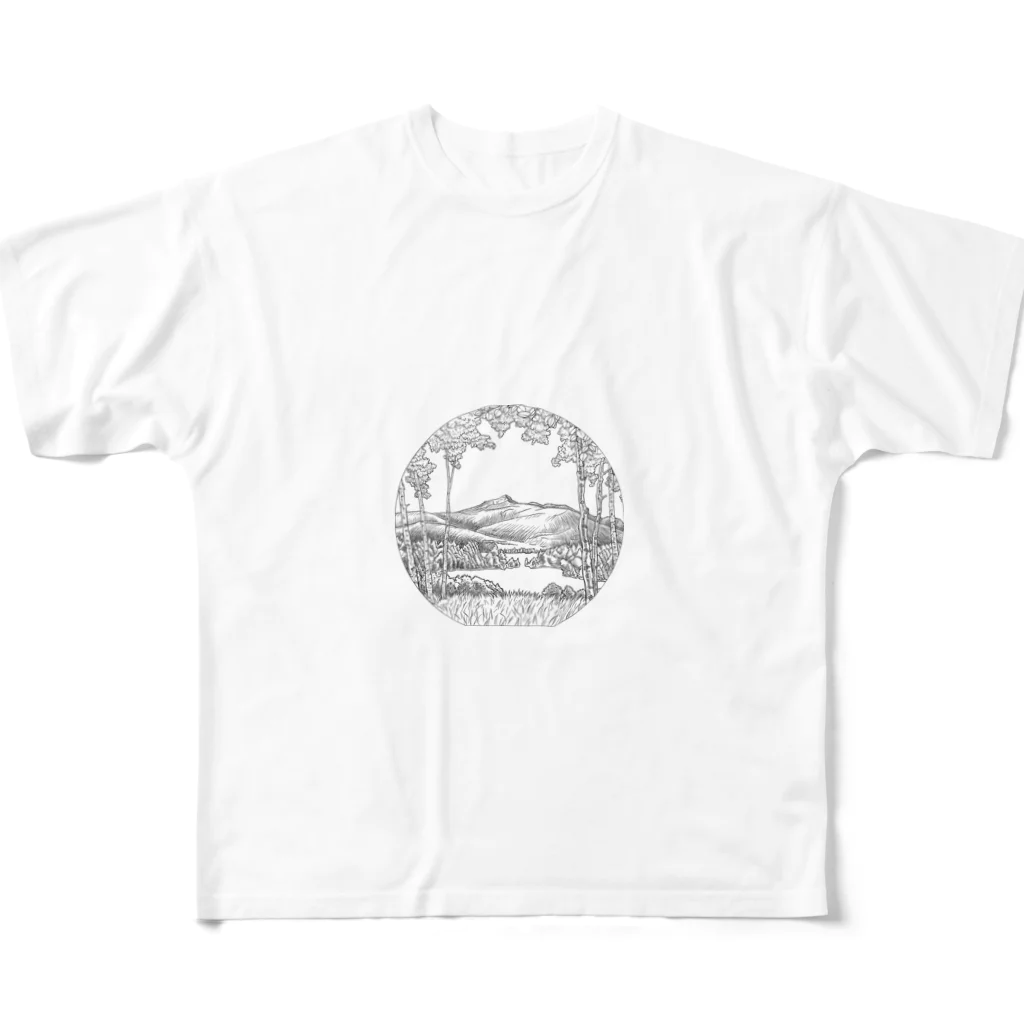 march springの川の畔　ラインアート All-Over Print T-Shirt