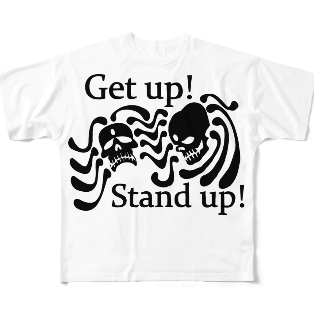 『NG （Niche・Gate）』ニッチゲート-- IN SUZURIのGet Up! Stand Up!(黒) All-Over Print T-Shirt