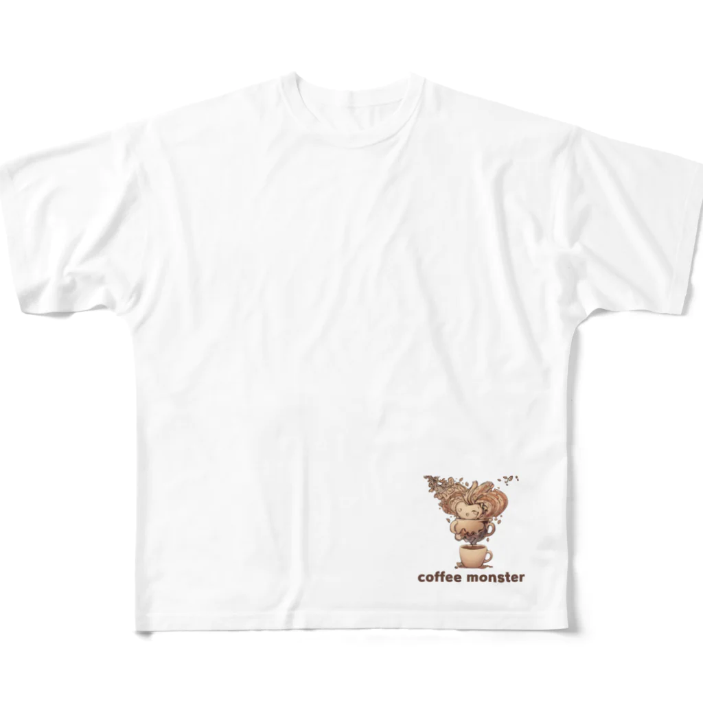 leisurely_lifeのcoffee monster Bourbon All-Over Print T-Shirt