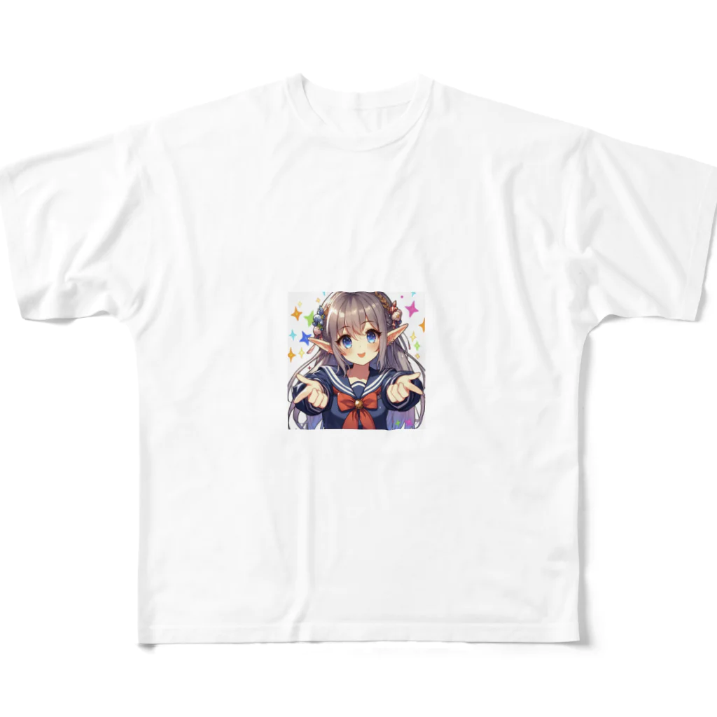 aaammmamのエルフ　美少女　セーラー服　アイドル フルグラフィックTシャツ