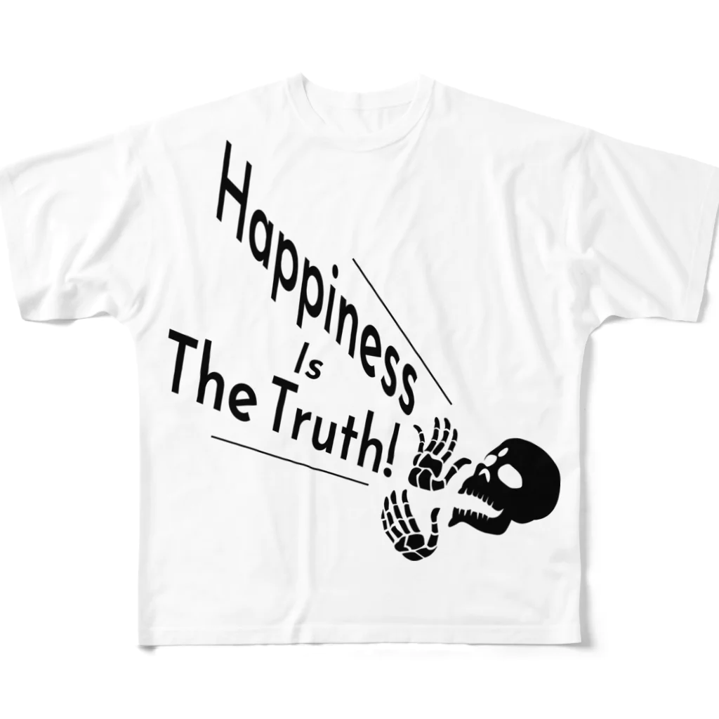 『NG （Niche・Gate）』ニッチゲート-- IN SUZURIのHappiness Is The Truth!（黒） All-Over Print T-Shirt