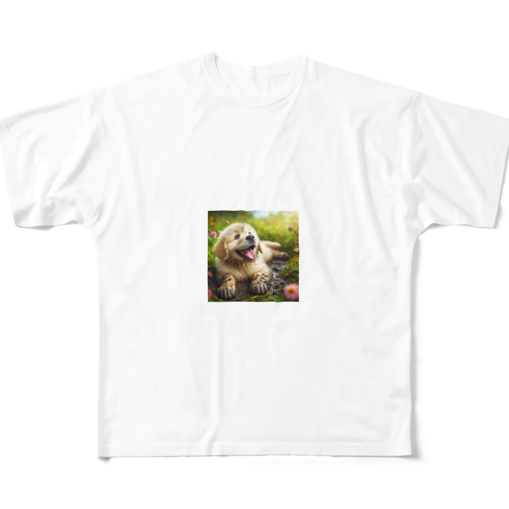 Cat0125の泥遊び犬🐶 フルグラフィックTシャツ