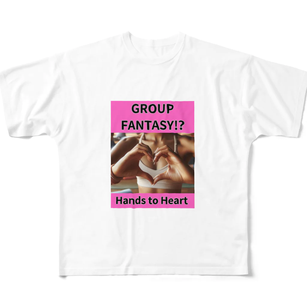 Koji_YamanouchiのGROUP FANTASY(Hands to Heart)やまぴーデザインオリジナルTシャツ フルグラフィックTシャツ