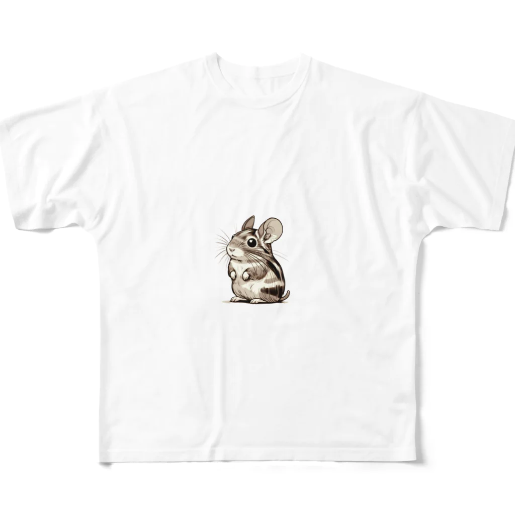 ちもちもの変わった模様のパイドデグーちゃん All-Over Print T-Shirt