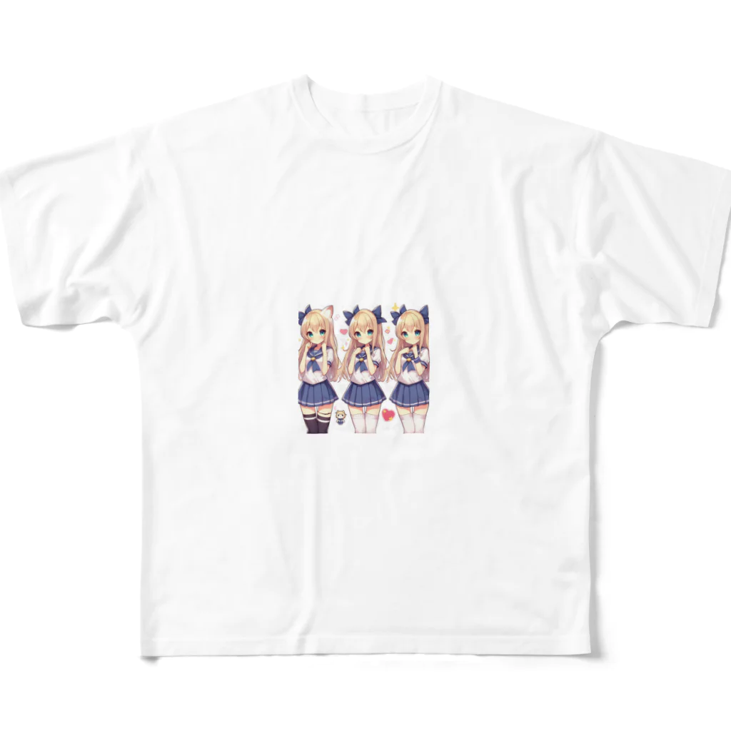 aaammmamのセーラー服　ロングヘア　美少女　アニメ　漫画　日本 All-Over Print T-Shirt