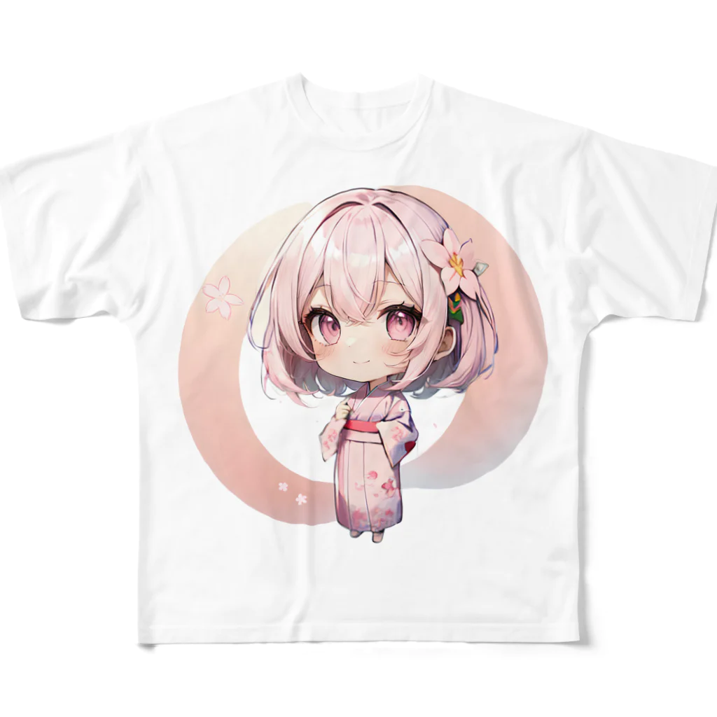 AIアイドル♡えとむす♡ひなこの宝箱のひなこ♡ゆかたチャレンジ フルグラフィックTシャツ