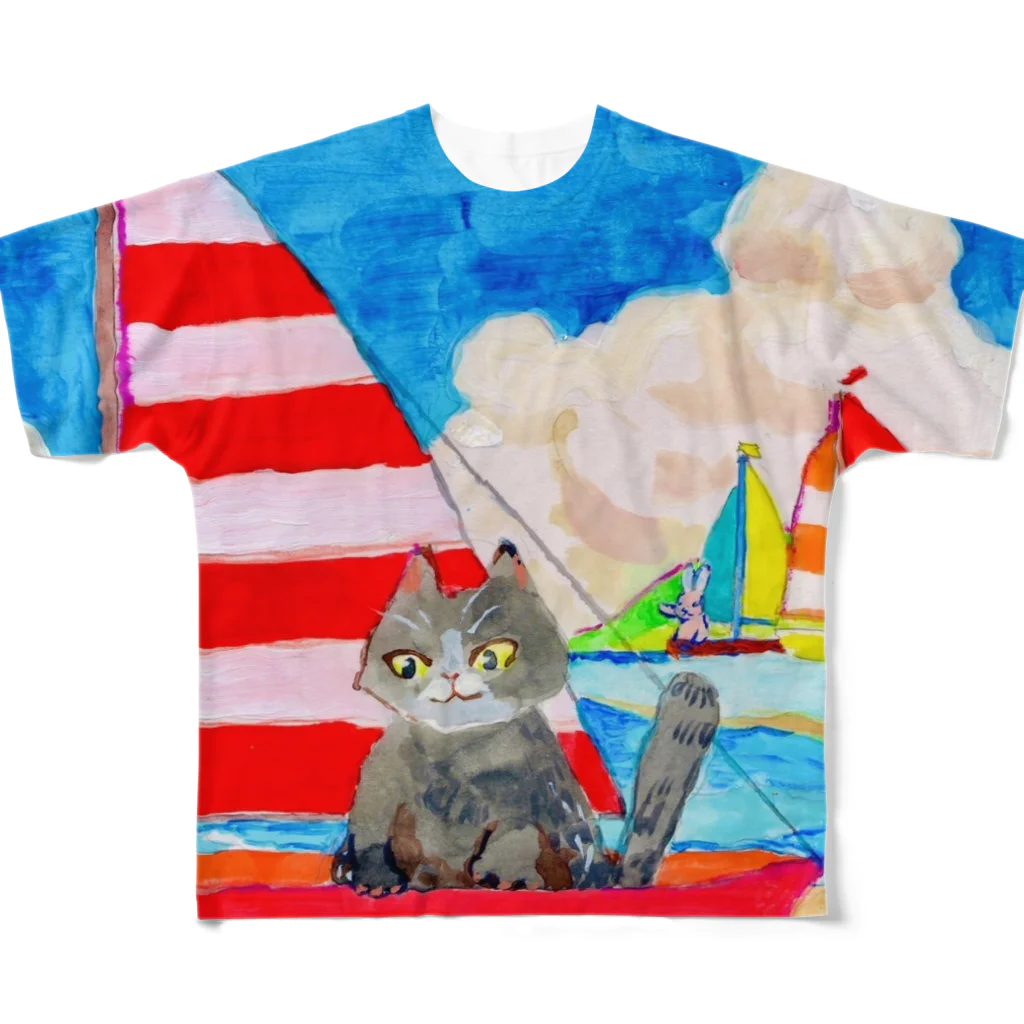 ムムの秘密の部屋の猫ちゃんの冒険／背面違いバージョン All-Over Print T-Shirt