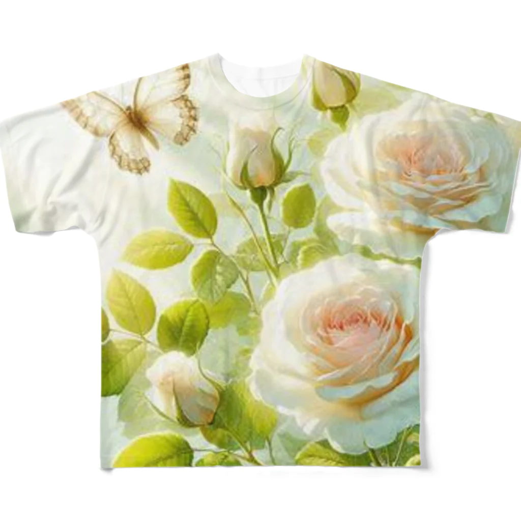 Rパンダ屋の「白薔薇」グッズ All-Over Print T-Shirt