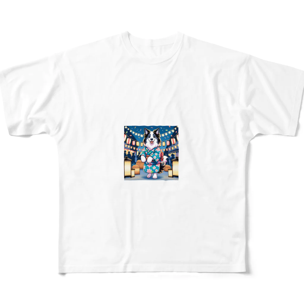 にっちゃマーケットのボーダーコリーのお祭りナイト All-Over Print T-Shirt