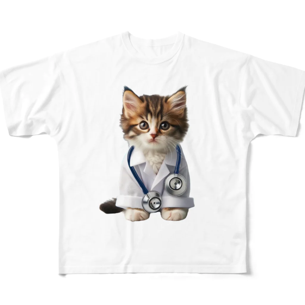 ネコネコ笑店 -Cat Goods Store-のDrねこ丸No1 All-Over Print T-Shirt