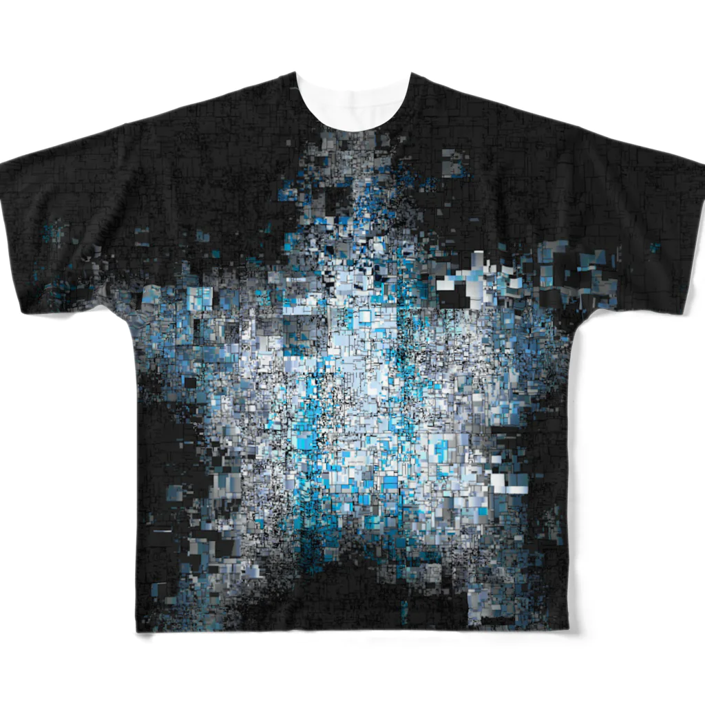 AAAA0X0のスターブロック　青　Tシャツ　アクリルブロック　アクリルキーホルダー　クリアファイル　クッション All-Over Print T-Shirt