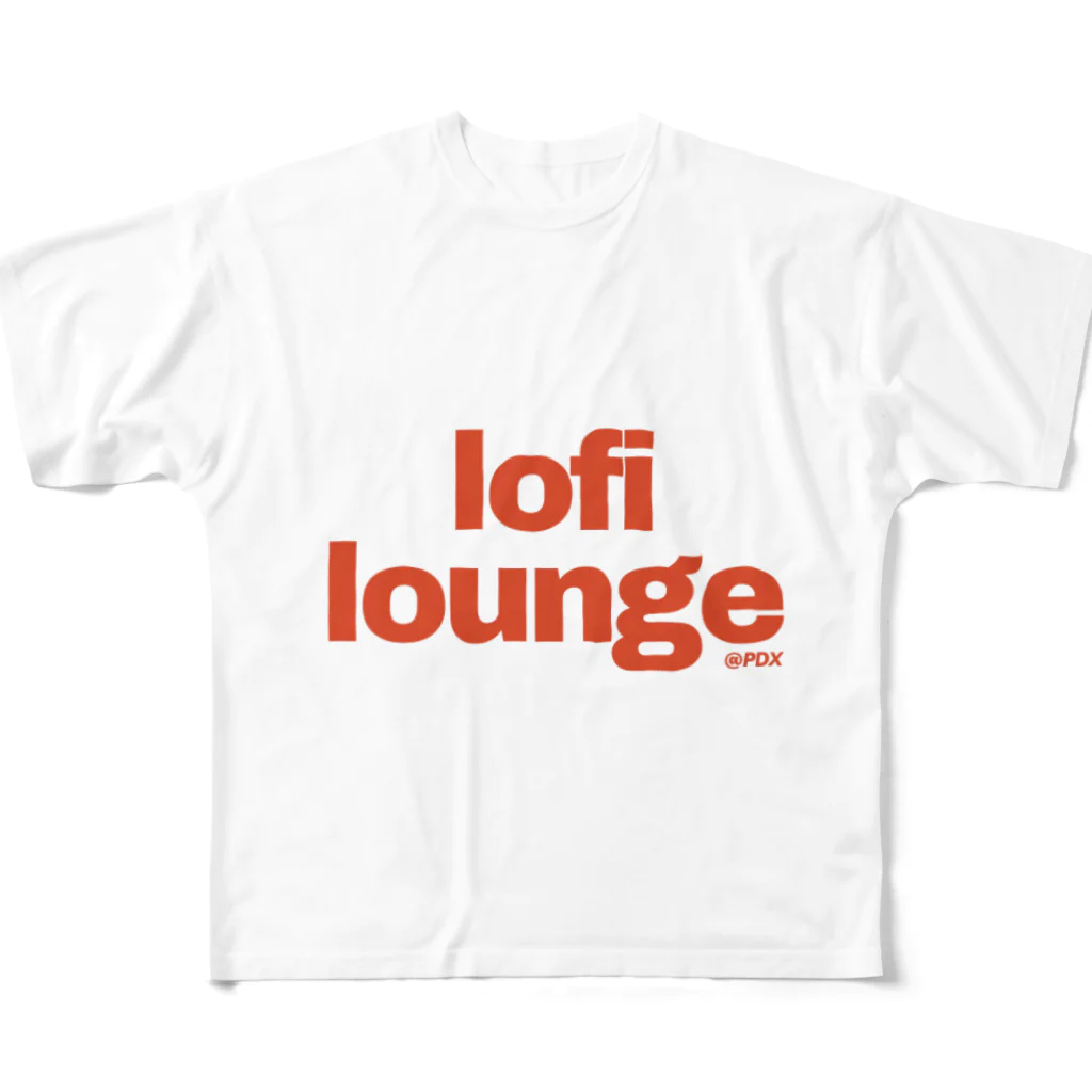 Lofi LoungeのLofi Lounge 赤 フルグラフィックTシャツ