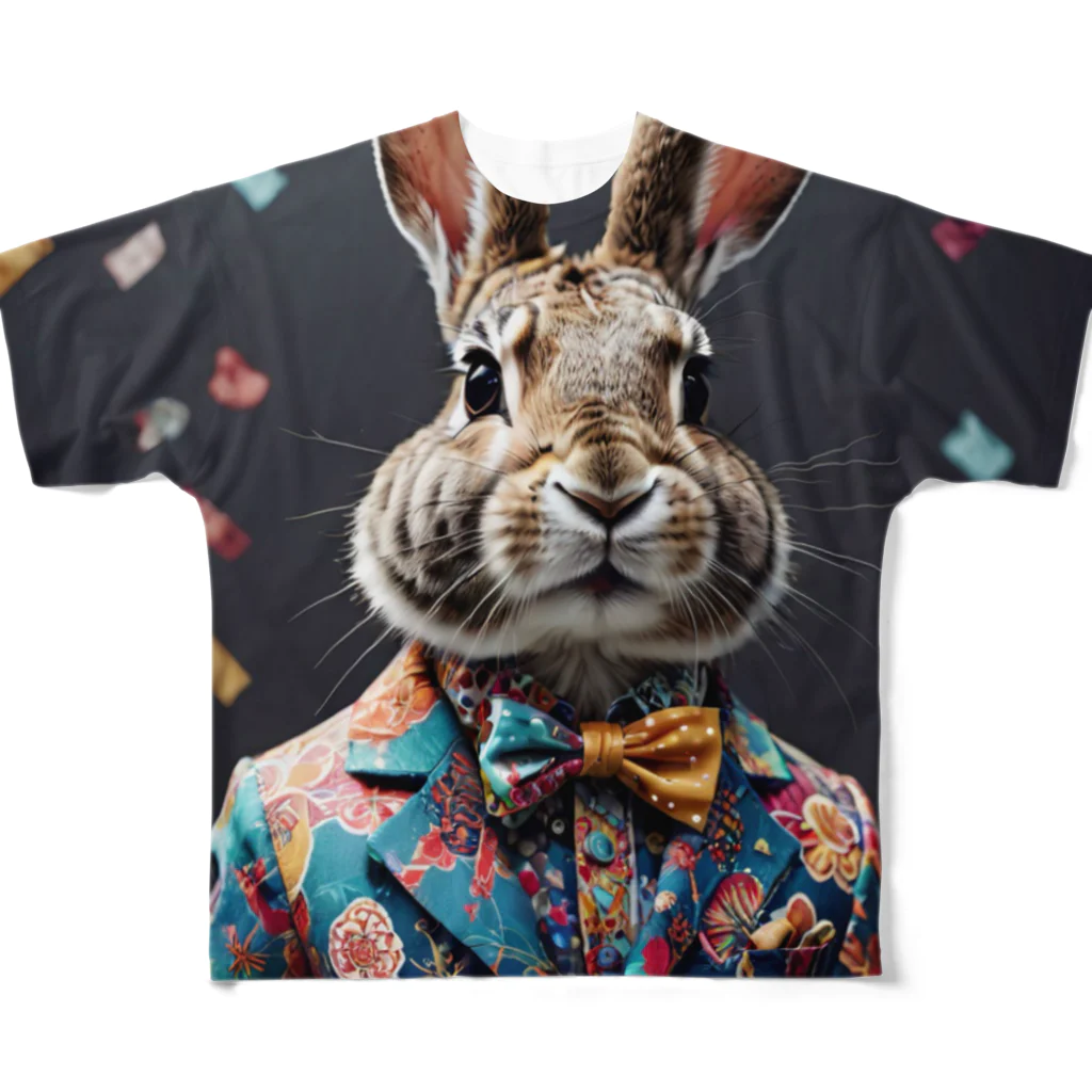 usagimajyoのスーツウサギ All-Over Print T-Shirt