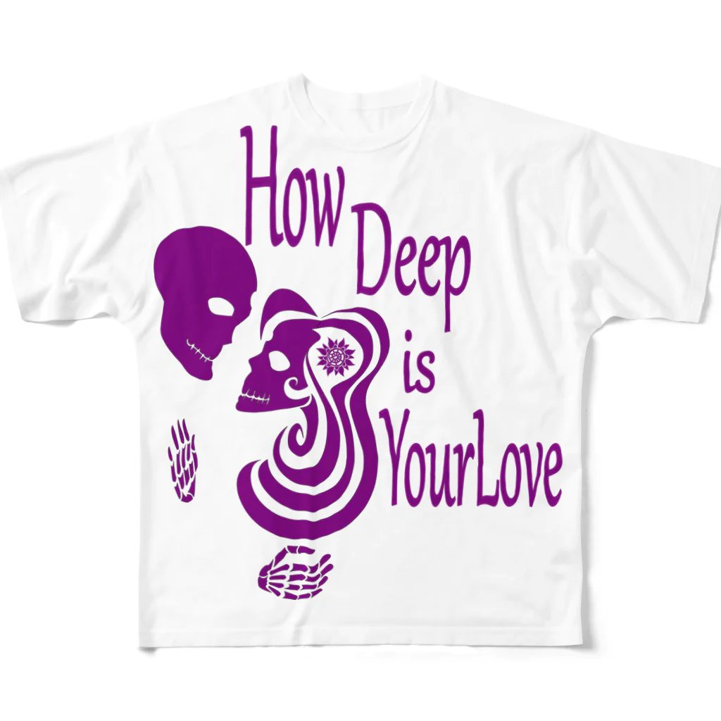 『NG （Niche・Gate）』ニッチゲート-- IN SUZURIのHow Deep Is Your Love(紫)  フルグラフィックTシャツ