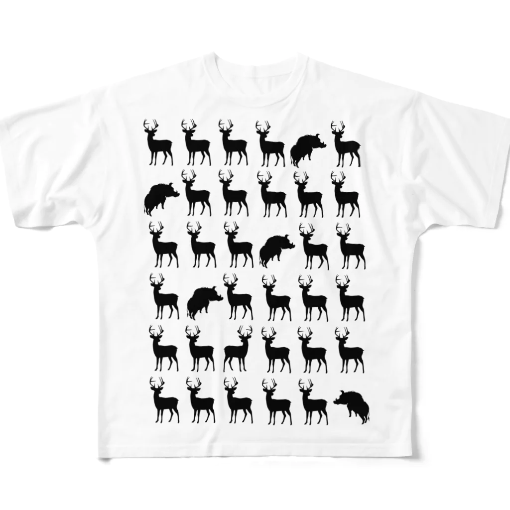 まさかりＳＨＯＰの鹿ときどき猪 All-Over Print T-Shirt