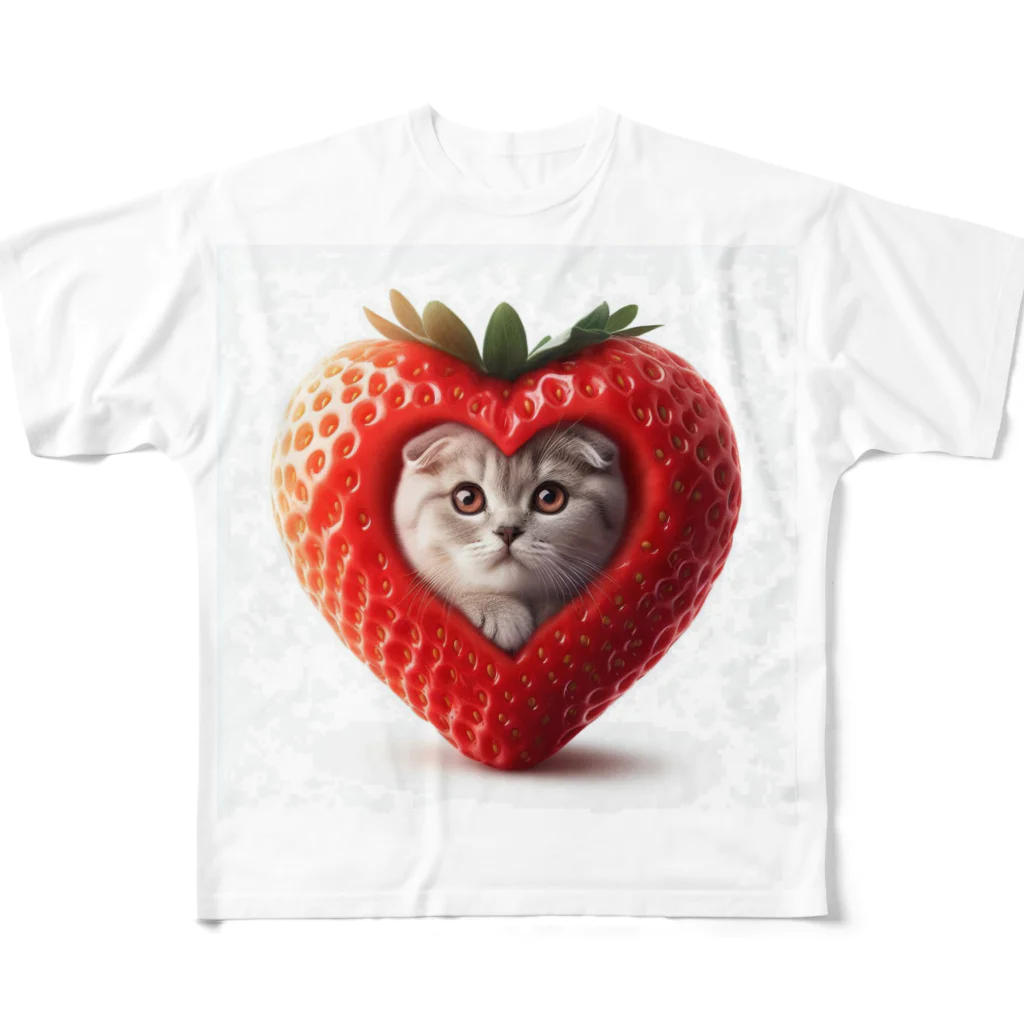 neYunのいちごねこ　すこにゃん All-Over Print T-Shirt