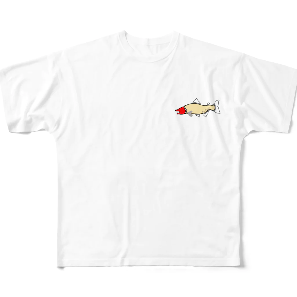Mustard_Indigo_Blueのサーモン×レッドヘッド All-Over Print T-Shirt