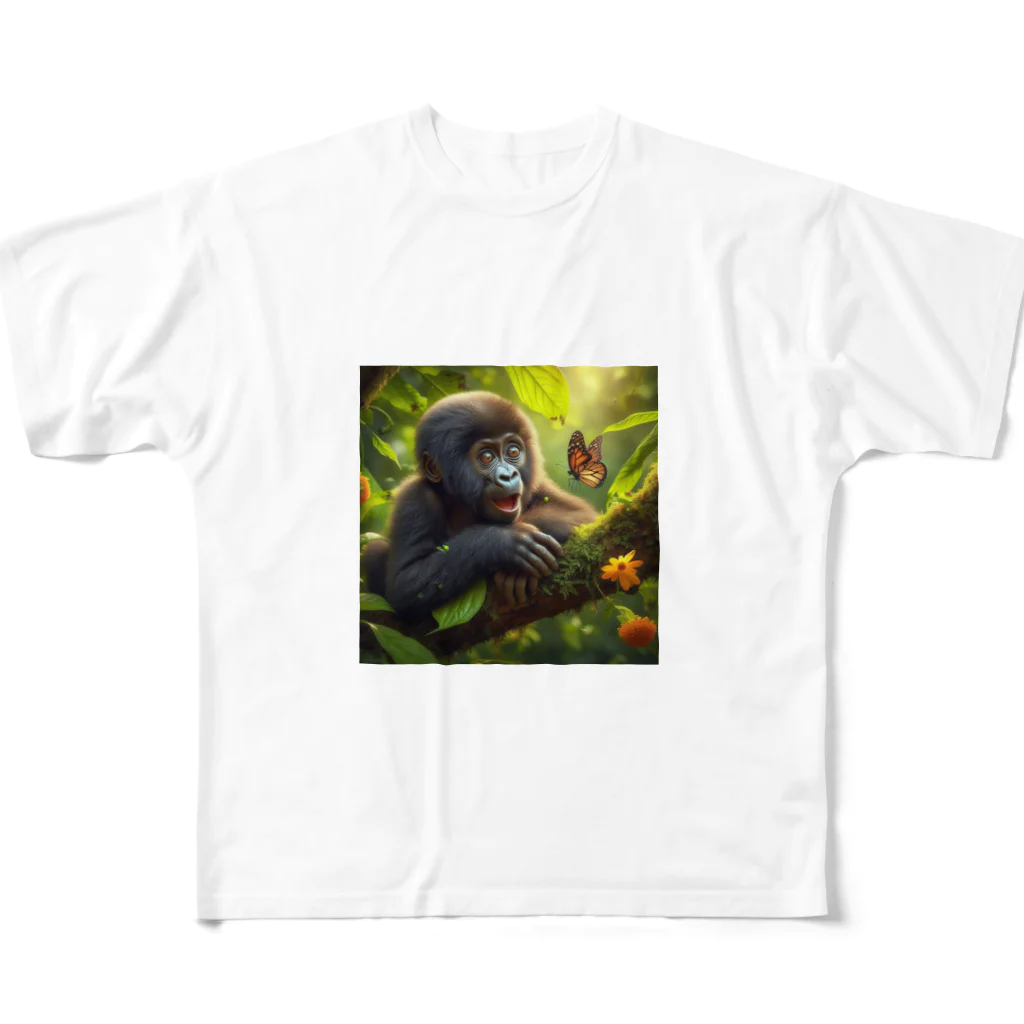 幼い動物達の蝶に興味があるの？ All-Over Print T-Shirt