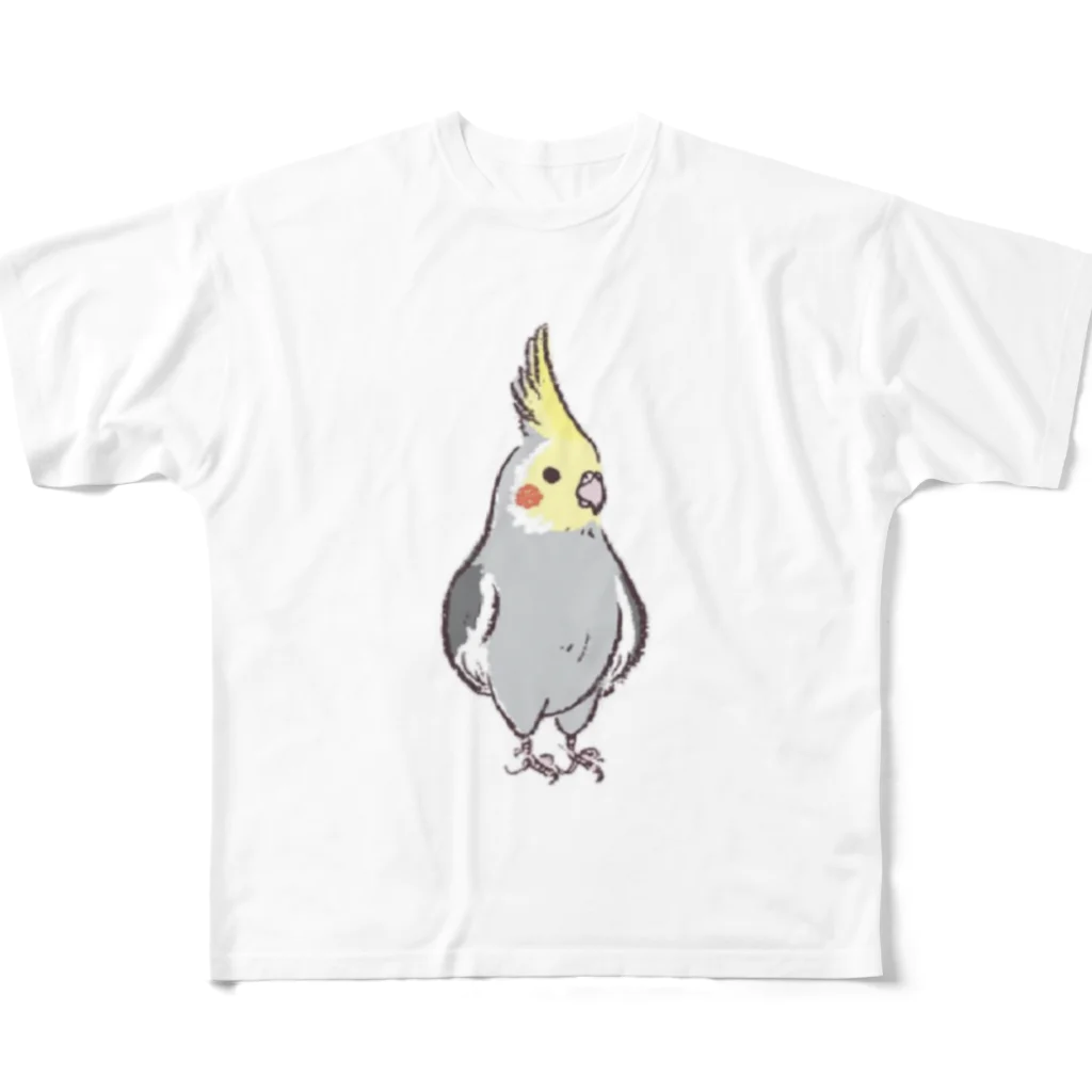 paguyoのオカメインコRocky フルグラフィックTシャツ