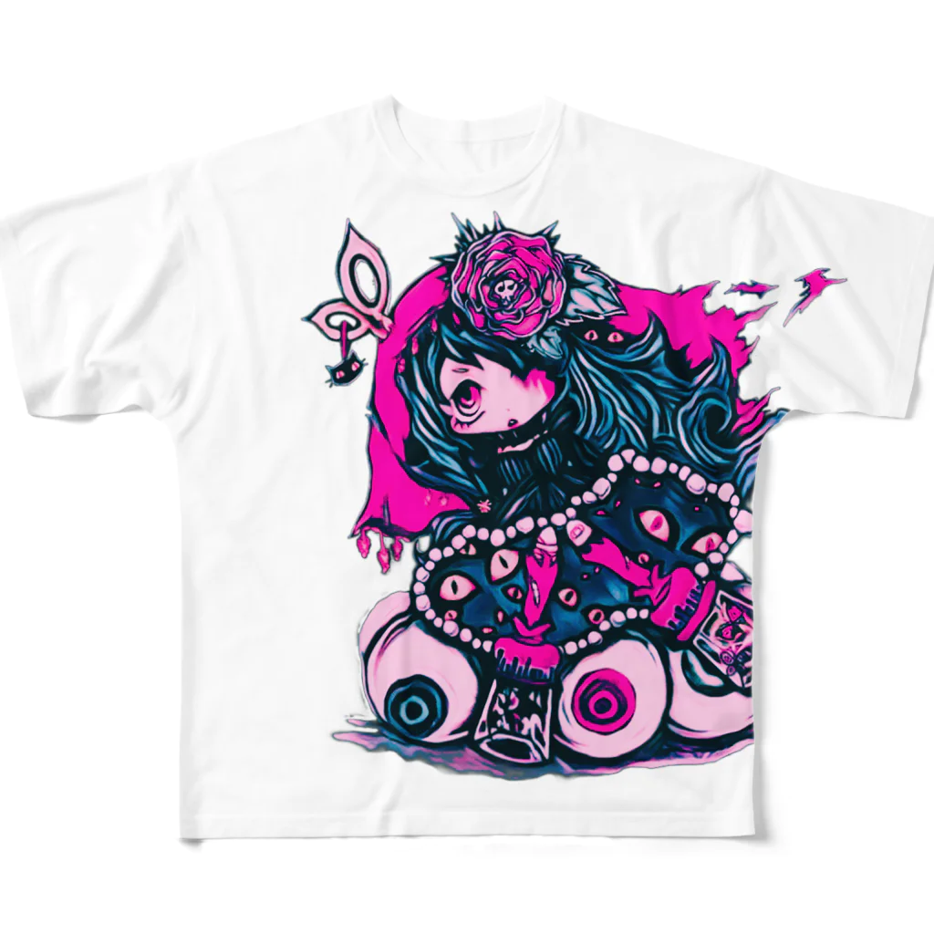 Bitter Sweet Devil's のシザー×ﾋﾟﾝｸ All-Over Print T-Shirt