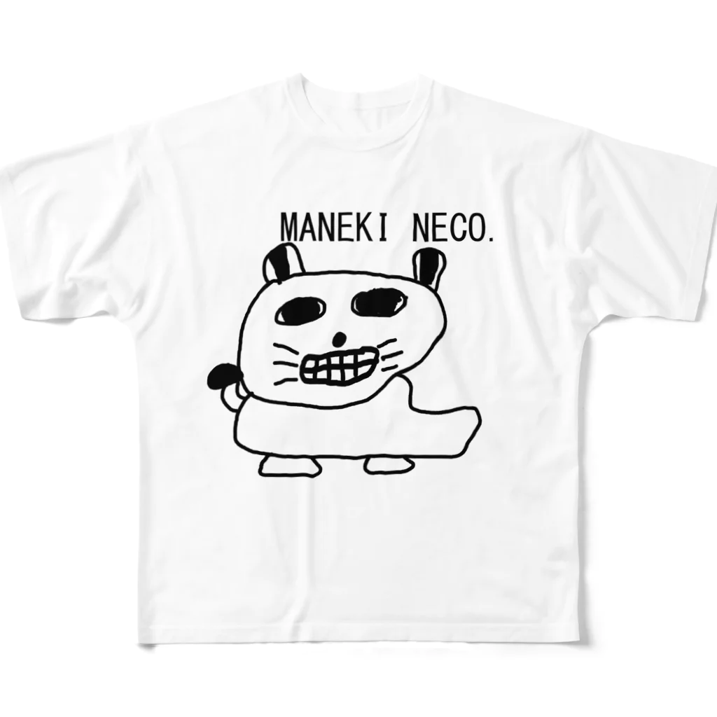 HADAKAGEKKO(WEEP＆TAKE)のMANEKINECO EGOKOROKAIMU フルグラフィックTシャツ